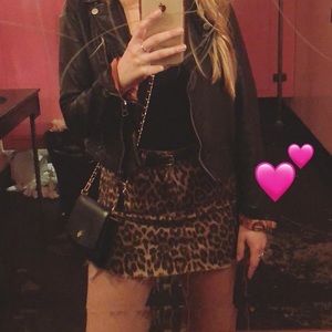 ZARA Cheetah denim mini skirt Size MEDIUM